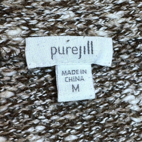 Pure Jill Cardigan Sweater Womens Medium Brown Acrylic Polyester Blend Pockets - Picture 4 of 11